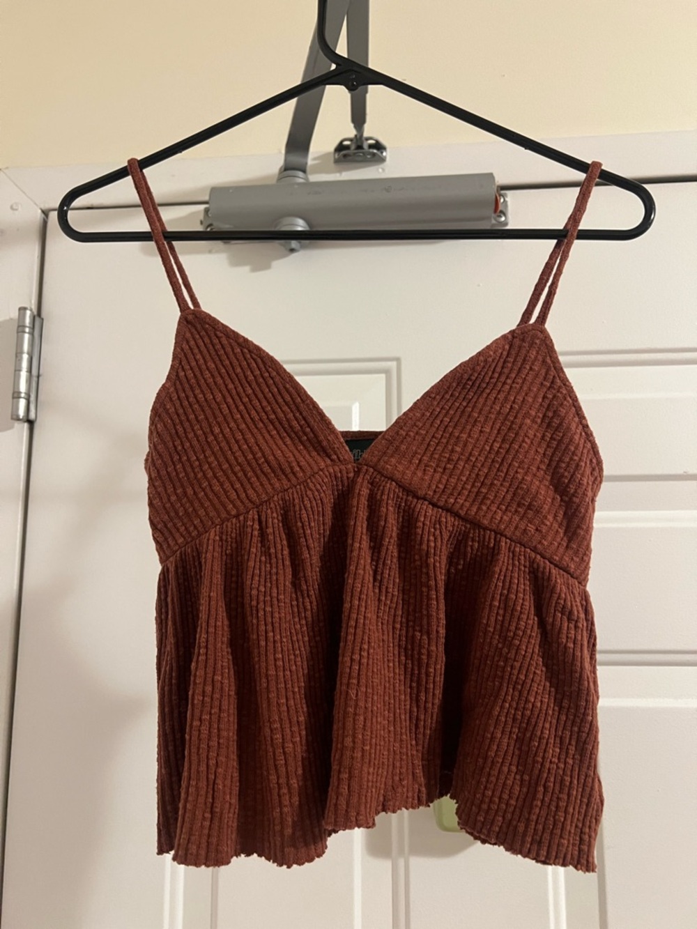 wild fable Rust Ribbed Spaghetti Strap Peplum Camisole